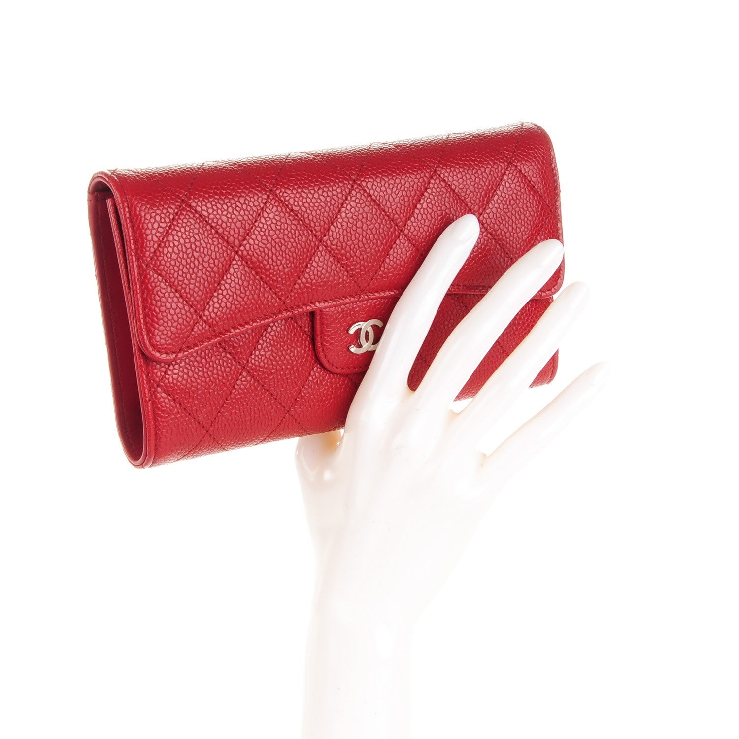 Chanel Caviar Quilted Large Flap Wallet Red 2 of 8
