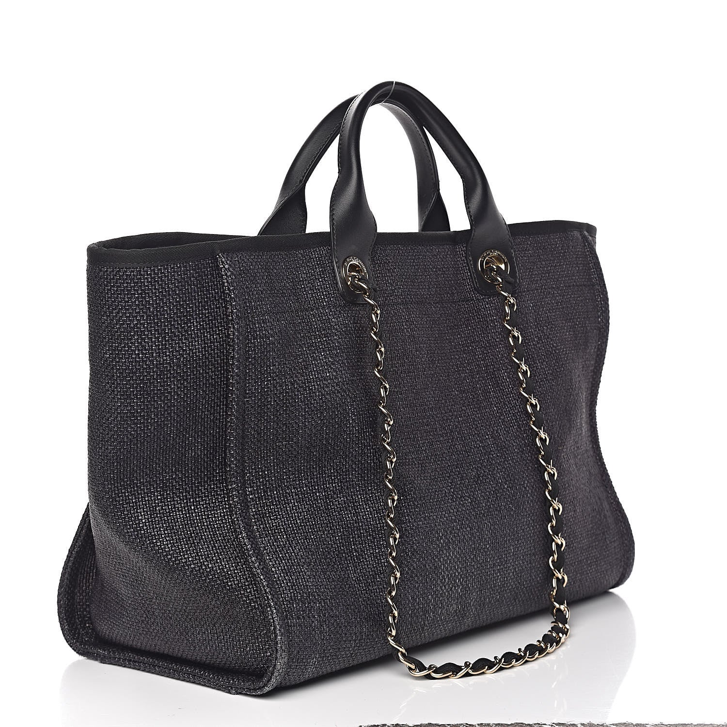 Chanel Woven Straw Raffia Large Deauville Tote Black 3 of 14