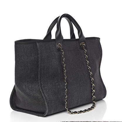 Chanel Woven Straw Raffia Large Deauville Tote Black 3 of 14