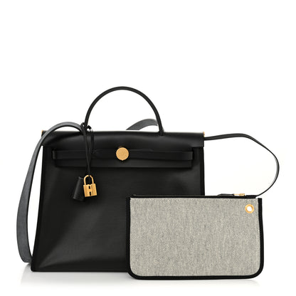 Hermes Toile H Berline Vache Hunter Herbag Zip PM 31 Black Ecru 3 of 12