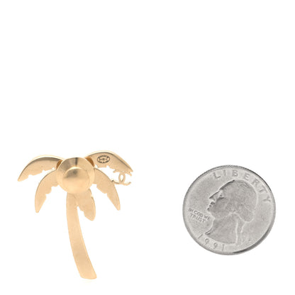 Chanel Enamel Pearl Palm Tree Brooch Green Gold 2 of 3