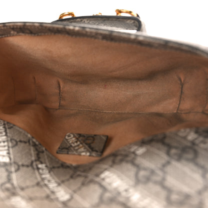 Gucci X BALENCIAGA GG Supreme Monogram Web Logo Print Mini Horsebit 1955 Shoulder Bag Beige Ebony 5 of 10