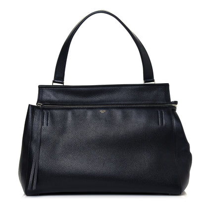 Celine Grained Calfskin Medium Edge Shoulder Bag Black 1 of 12