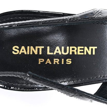 Saint Laurent Patent Crocodile Embossed Opyum 110 Slingback 39 Black 8 of 10