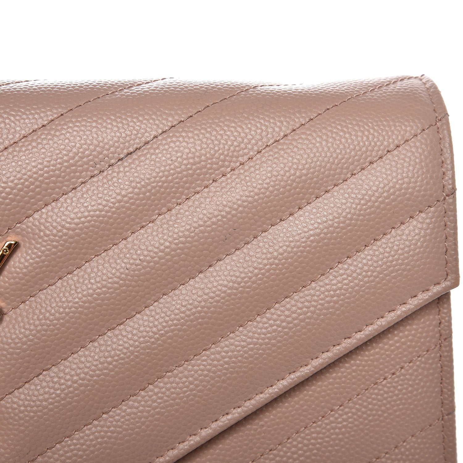 Saint Laurent Grain De Poudre Matelasse Chevron Monogram Chain Wallet Pale Blush 10 of 12