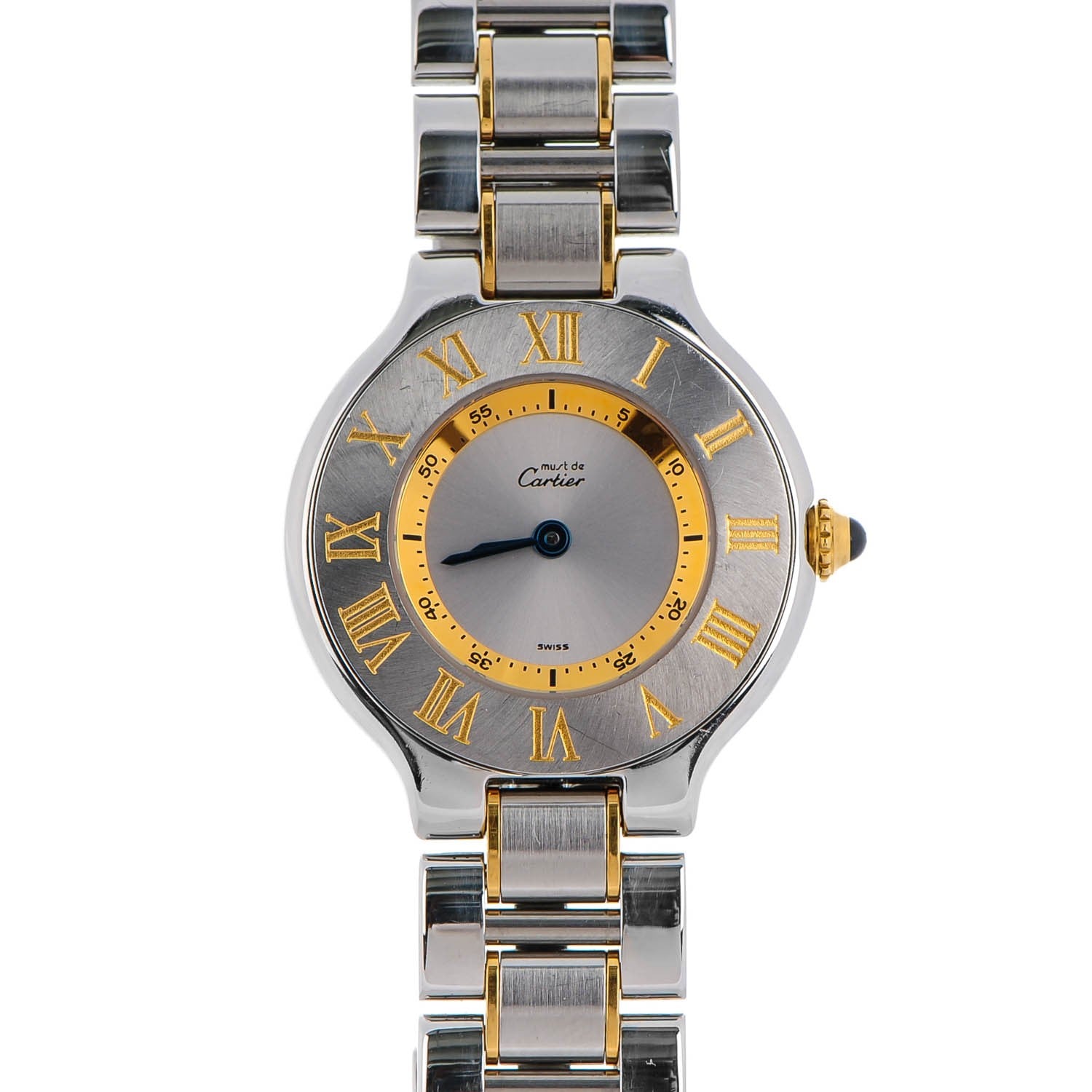 Cartier Stainless Steel 18K Yellow Gold 28mm Must De 21 Quartz Watch 1 of 8