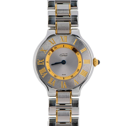 Cartier Stainless Steel 18K Yellow Gold 28mm Must De 21 Quartz Watch 1 of 8