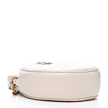 Gucci Calfskin Matelasse Mini GG Marmont Round Shoulder Bag White 4 of 10