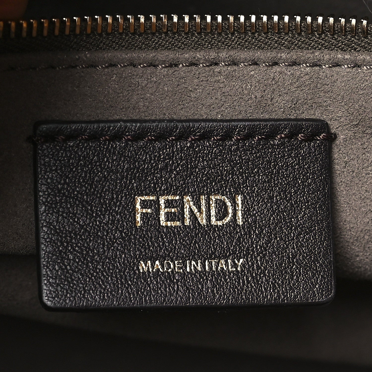Fendi Glazed Fabric Vitello Century Plexiglass FF 1974 Stamp Patch Small Runaway Shopper Tote Mogano Panna Nocciola 6 of 9
