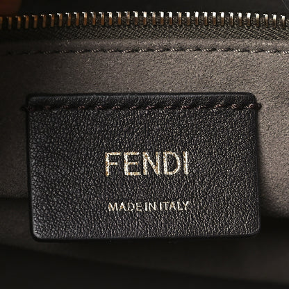 Fendi Glazed Fabric Vitello Century Plexiglass FF 1974 Stamp Patch Small Runaway Shopper Tote Mogano Panna Nocciola 6 of 9