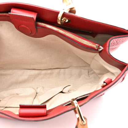 Gucci Pebbled Calfskin Medium Bamboo Shopper Tote Red 6 of 15