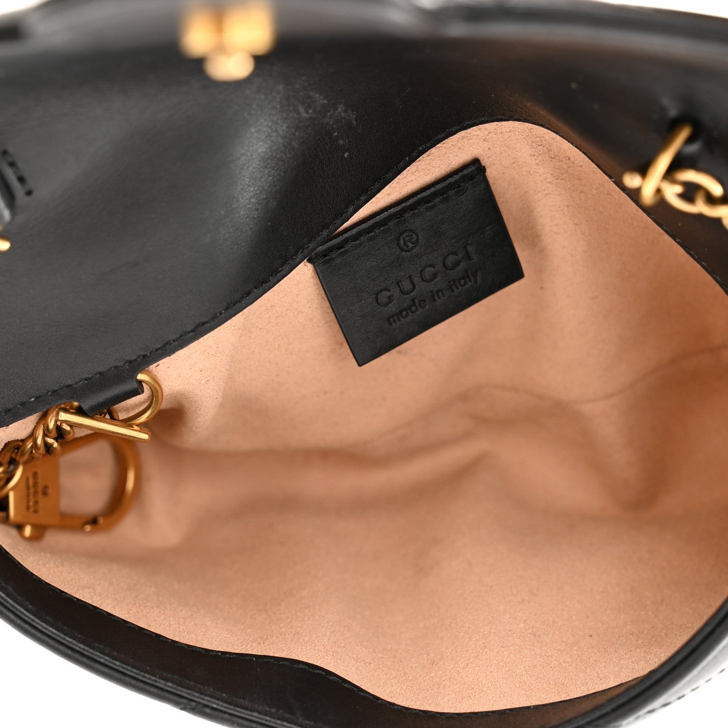 Gucci Calfskin Matelasse Super Mini GG Marmont Shoulder Bag Black 5 of 15