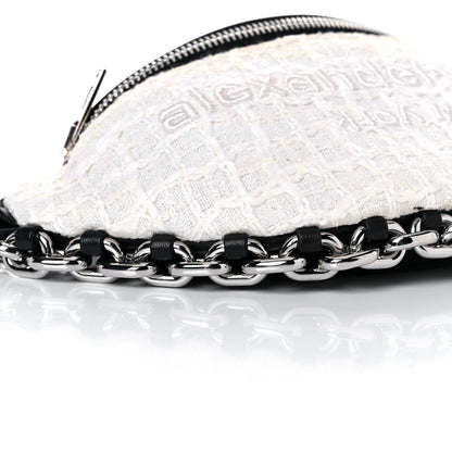 Alexander Wang Patent Tweed Chain Embellished Attica Belt Bag White 8 of 11