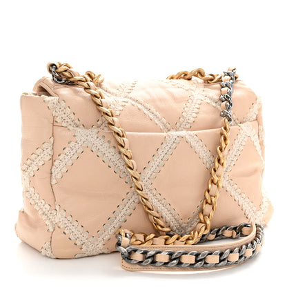 Chanel Calfskin Crochet Large Chanel 19 Flap Beige 3 of 10