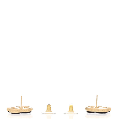 Chanel Metal Enamel CC Earrings Gold Dark Burgundy 3 of 5