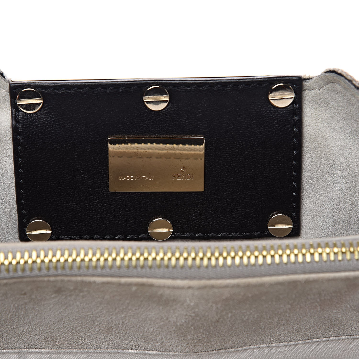 Fendi Linen Embroidered Small Mia Tote Black 7 of 16