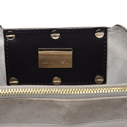 Fendi Linen Embroidered Small Mia Tote Black 7 of 16
