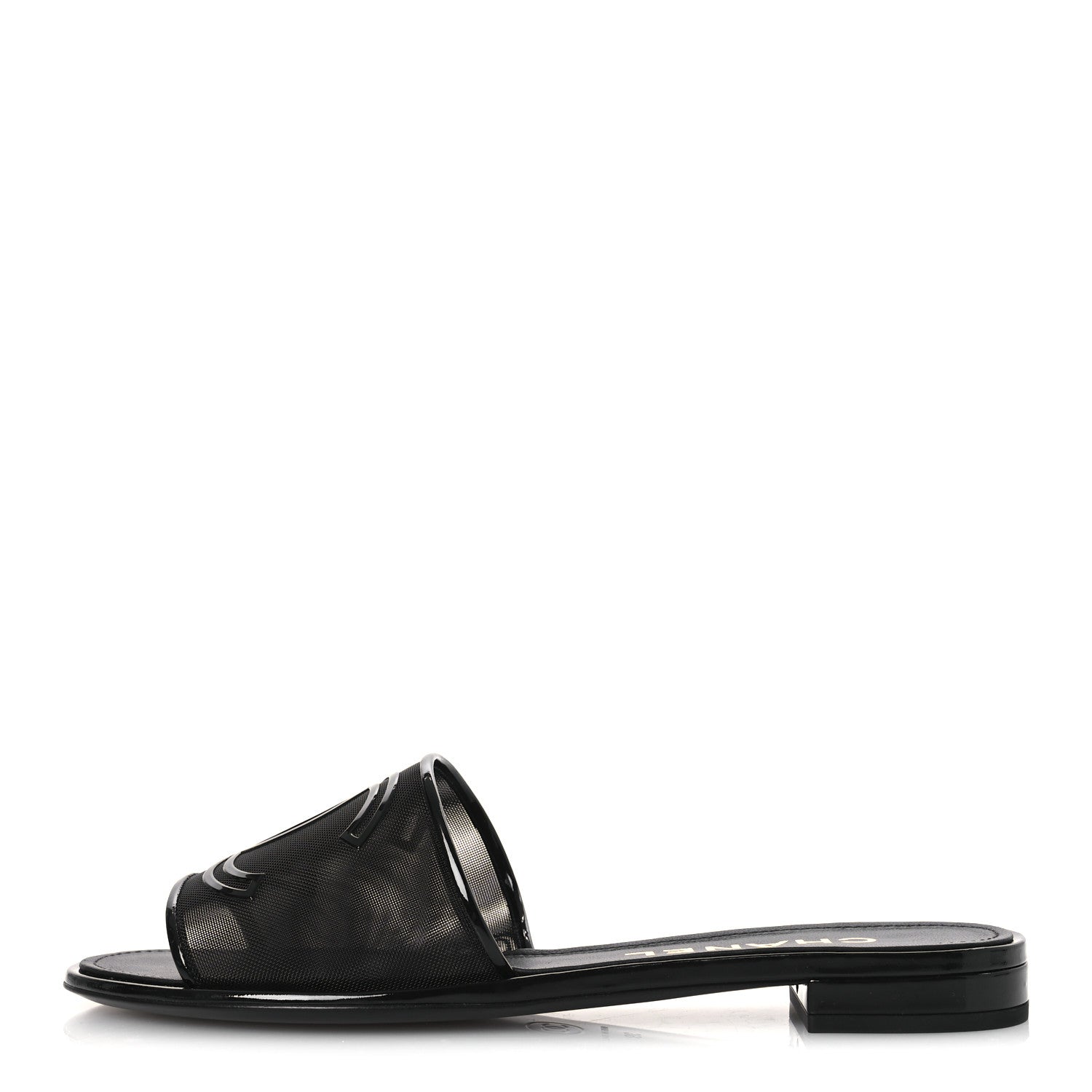 Chanel Mesh Patent Calfskin CC Mules 39 Black 1 of 10
