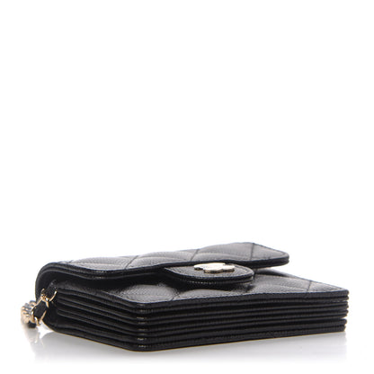 Chanel Caviar Quilted Flap Card Holder On Chain Black 4 of 11