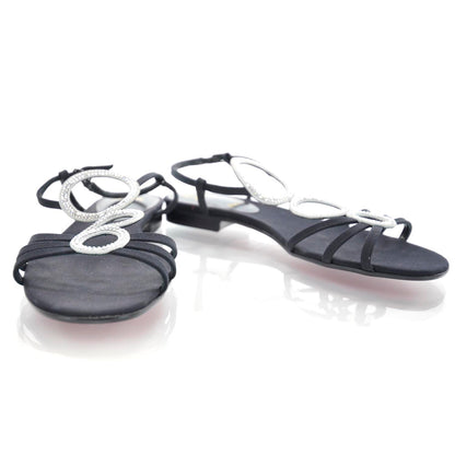 Christian Louboutin Crepe Crystal Aplarona Flat Sandals 35 Black 1 of 9