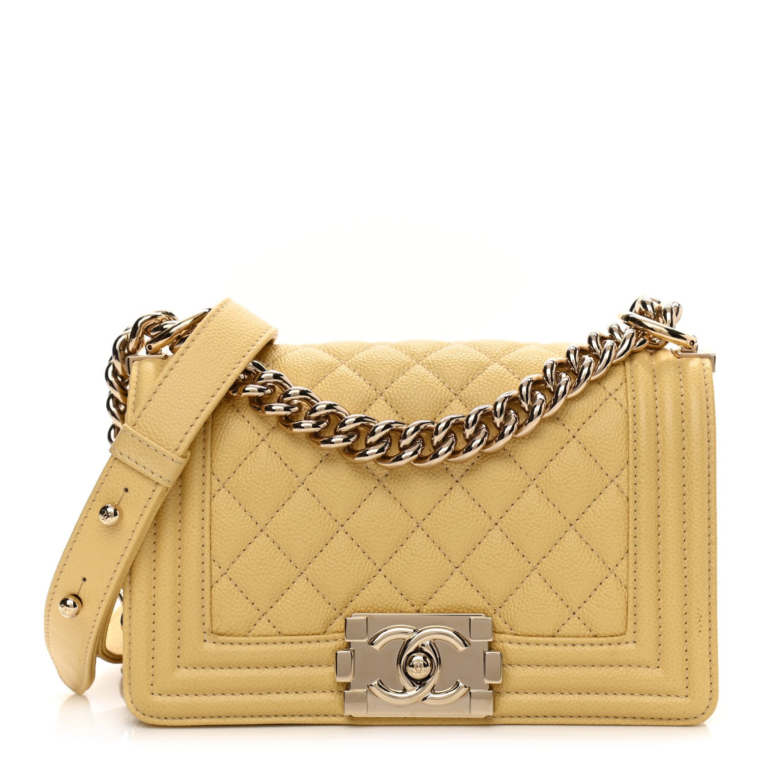 Chanel Caviar Quilted Small Boy Flap Yellow 1 of 9