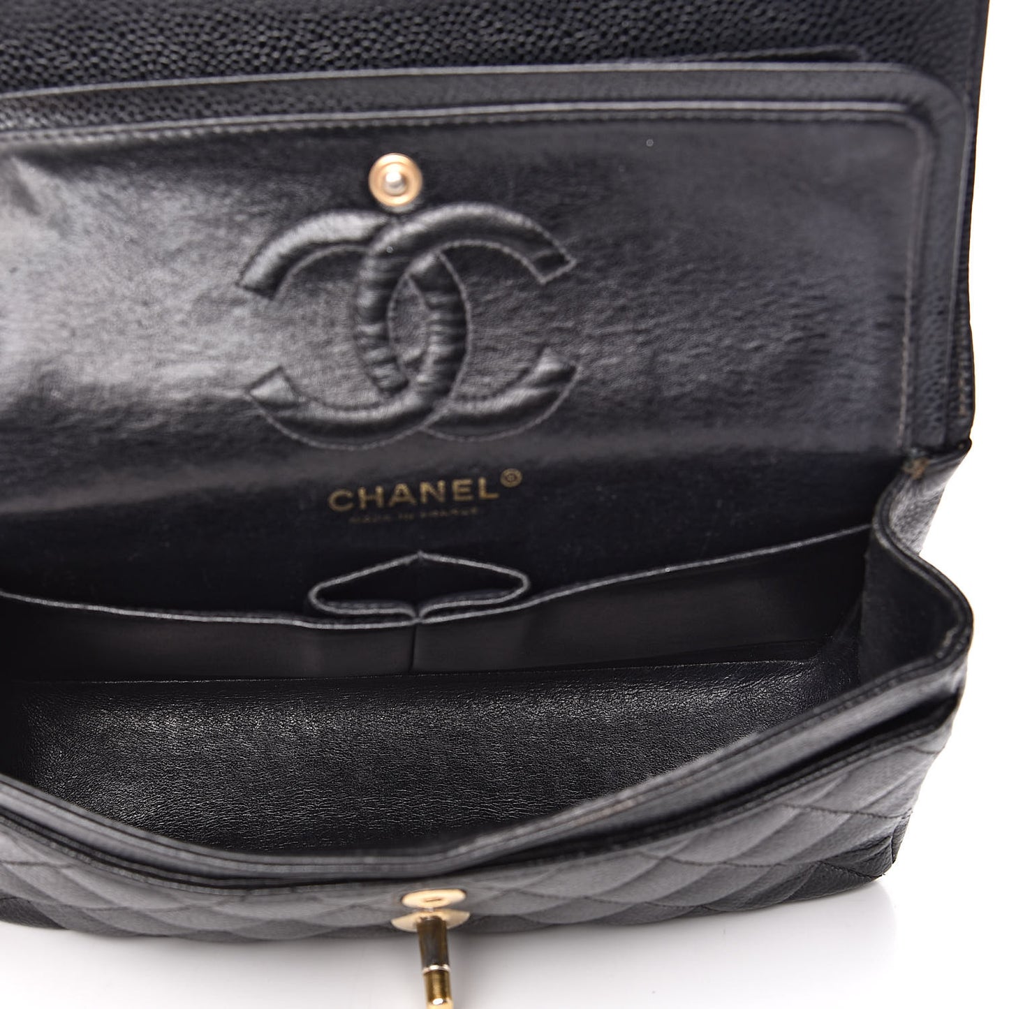 Caviar Quilted Small Double Flap Black