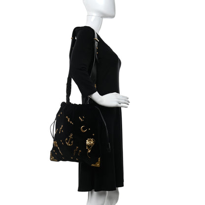 Prada Velvet Astrology Large Drawstring Hobo Bag Black 2 of 11