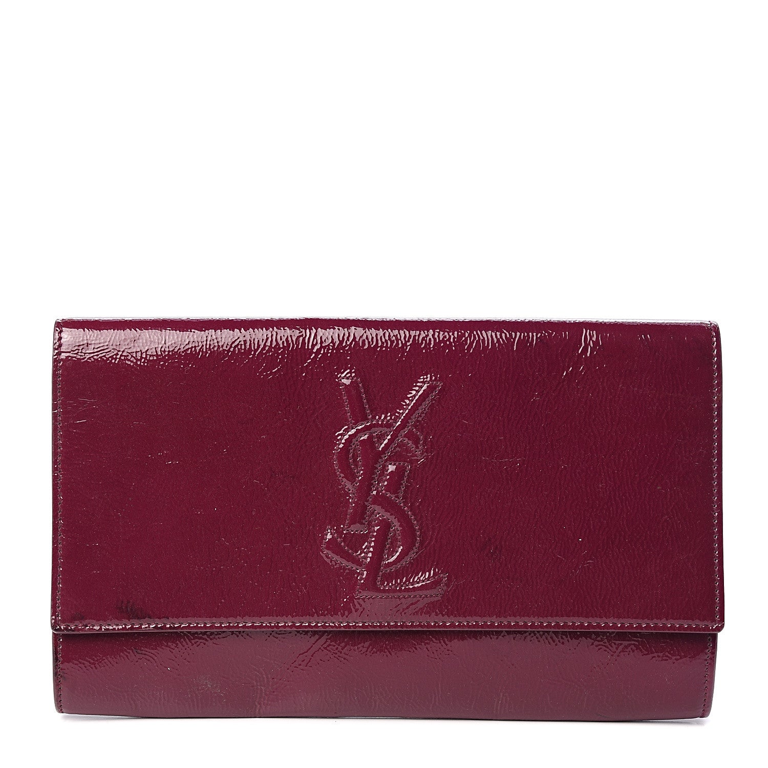 Saint Laurent Textured Patent Calfskin Large Belle De Jour Clutch Berry 1 of 7