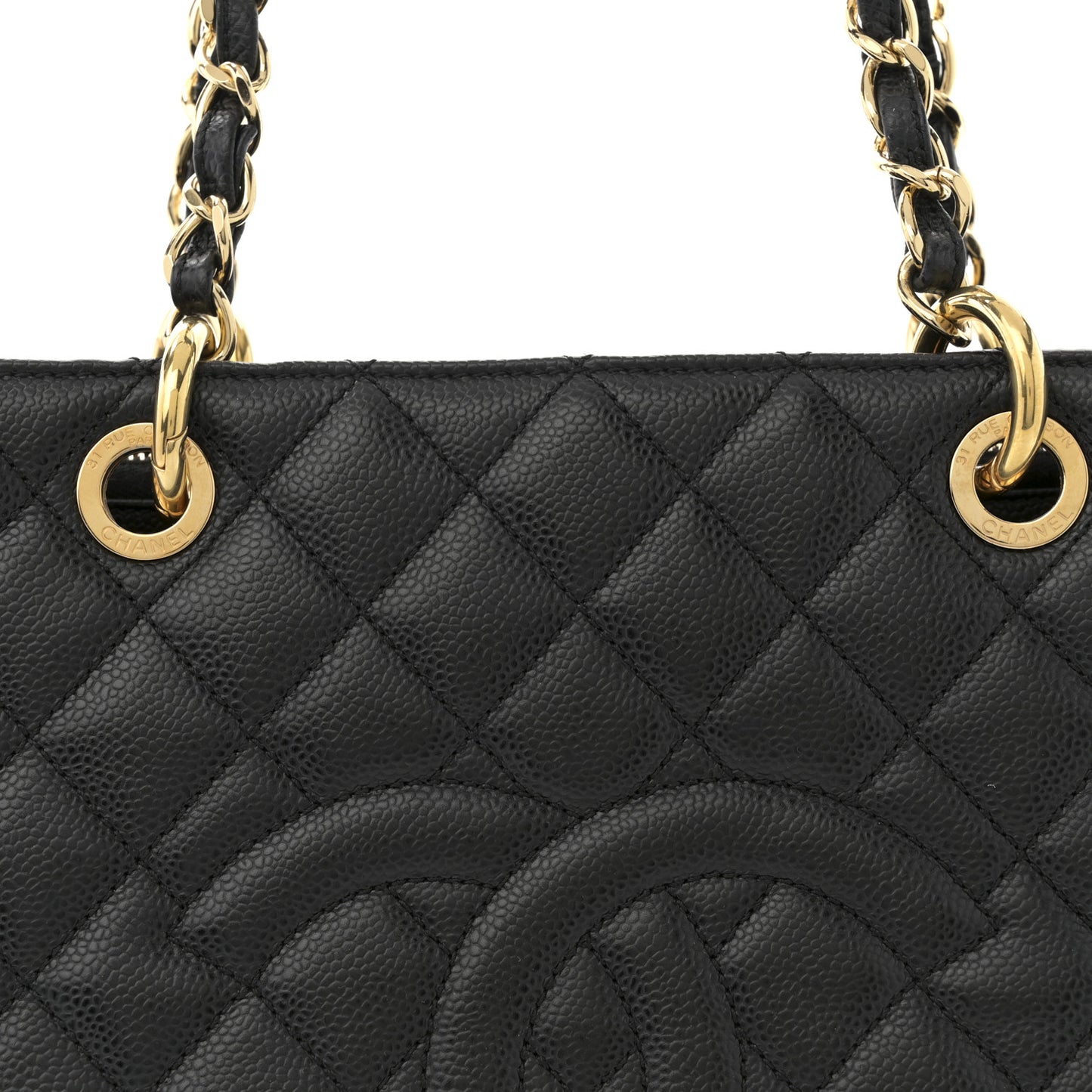 Caviar Quilted Grand Shopping Tote GST Black