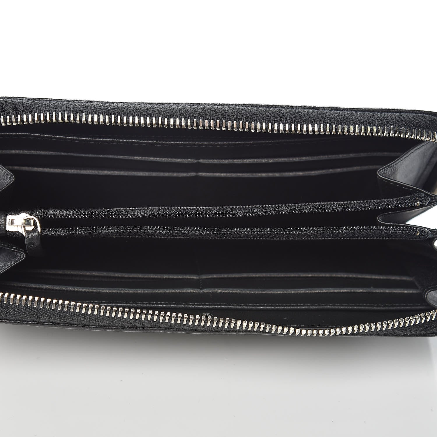 Chanel Caviar Quilted Diamond CC Gusset Zip Around Wallet Black 7 of 11