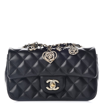 Chanel Lambskin Quilted Valentine Charms Mini Rectangular Flap Black 1 of 9