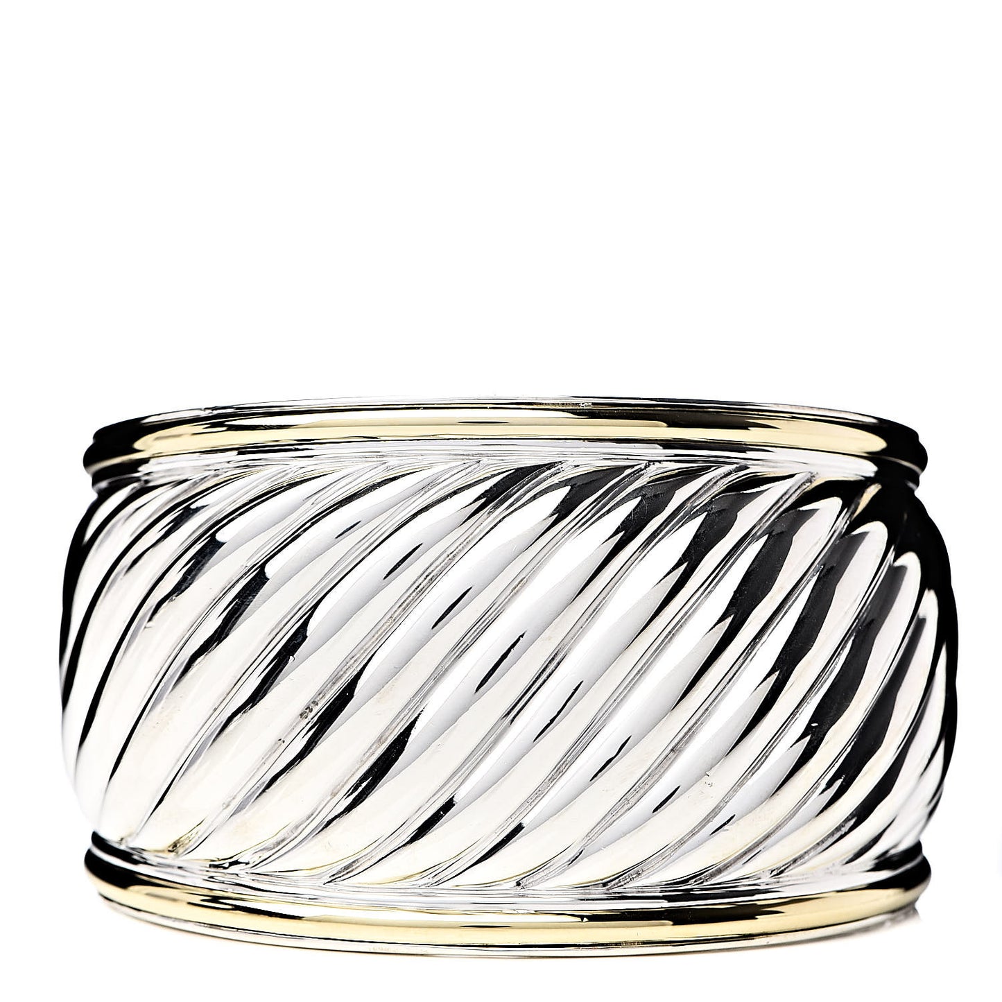 Sterling Silver 18K Yellow Gold 41mm Sculpted Cable Cuff Bracelet