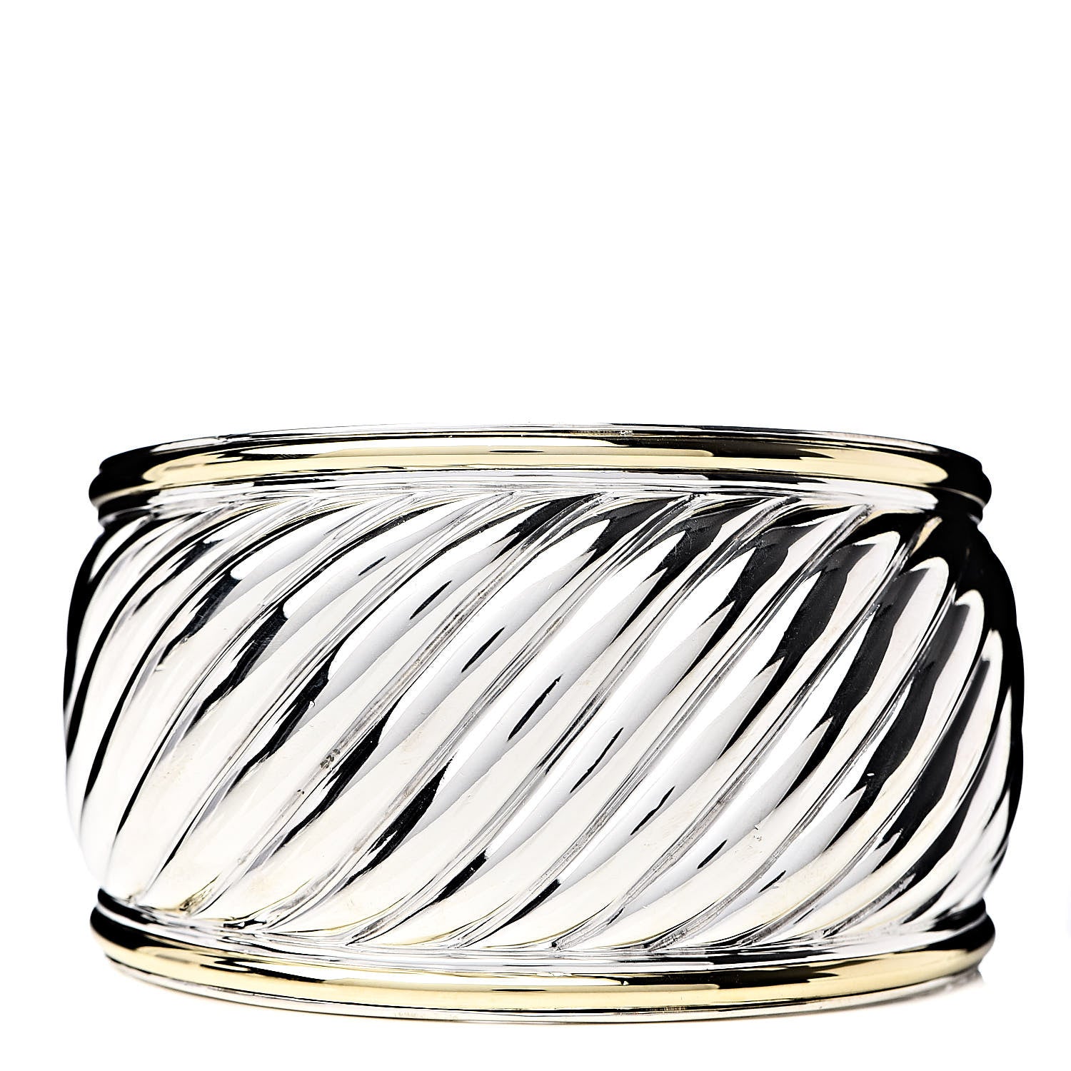David Yurman Sterling Silver 18K Yellow Gold 41mm Sculpted Cable Cuff Bracelet 1 of 4