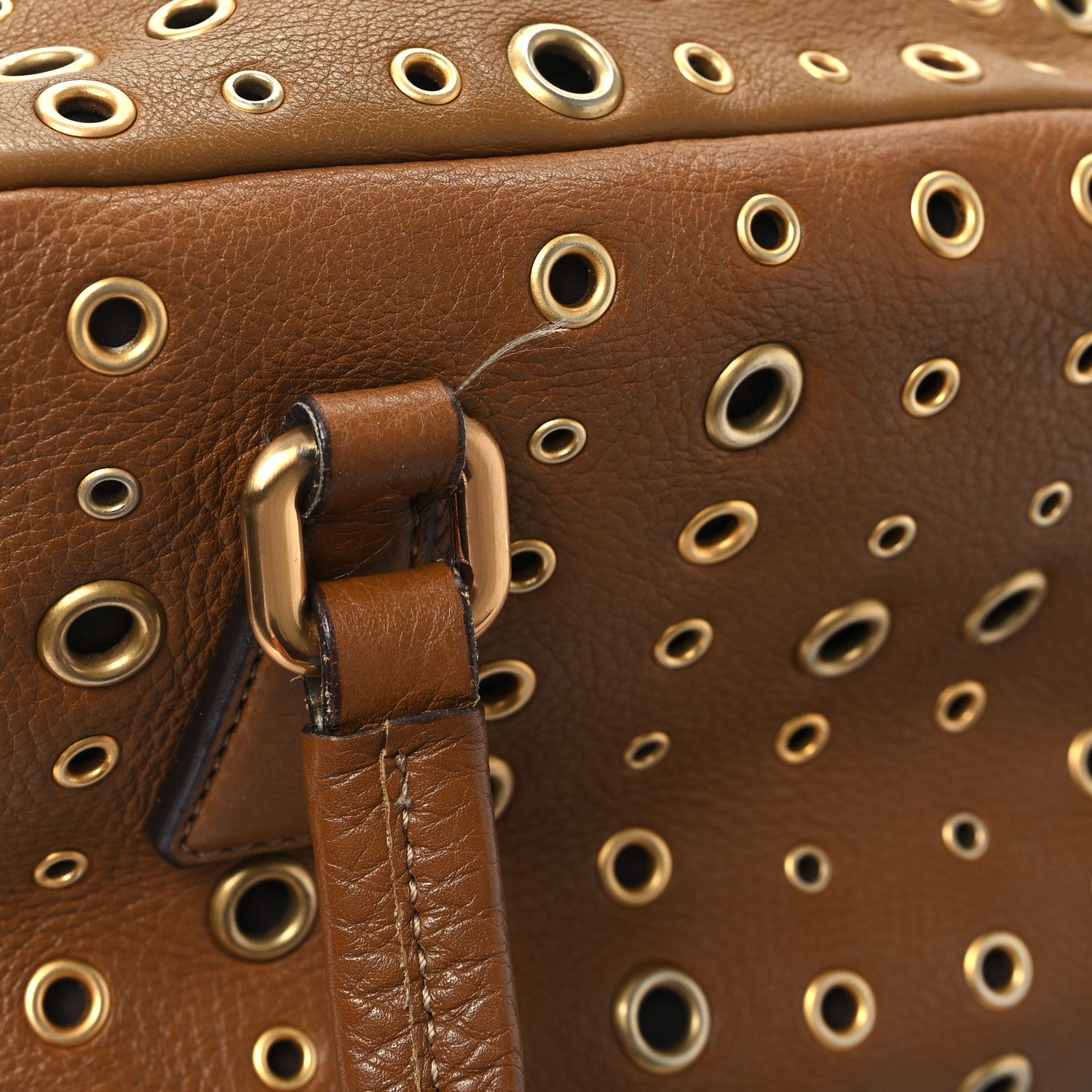 Prada Vitello Daino Grommet Satchel Bruciato 12 of 12