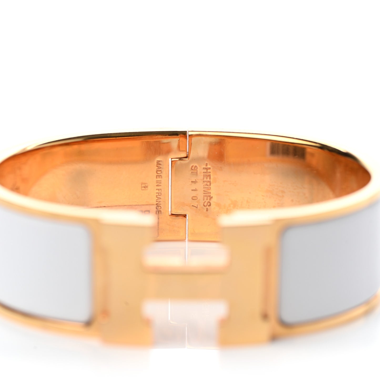 Enamel Wide Clic Clac H Bracelet GM White