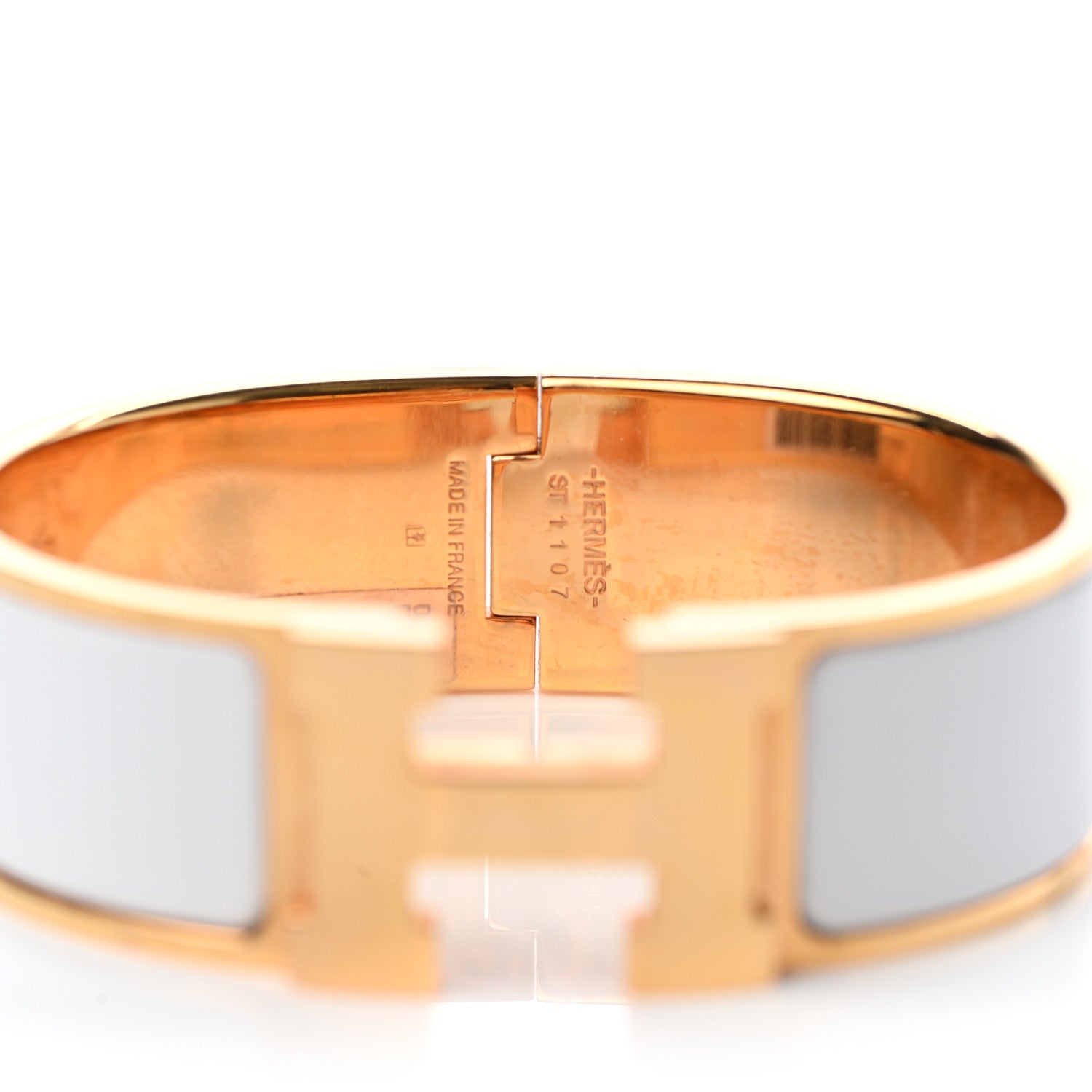 Hermes Enamel Wide Clic Clac H Bracelet GM White 4 of 5
