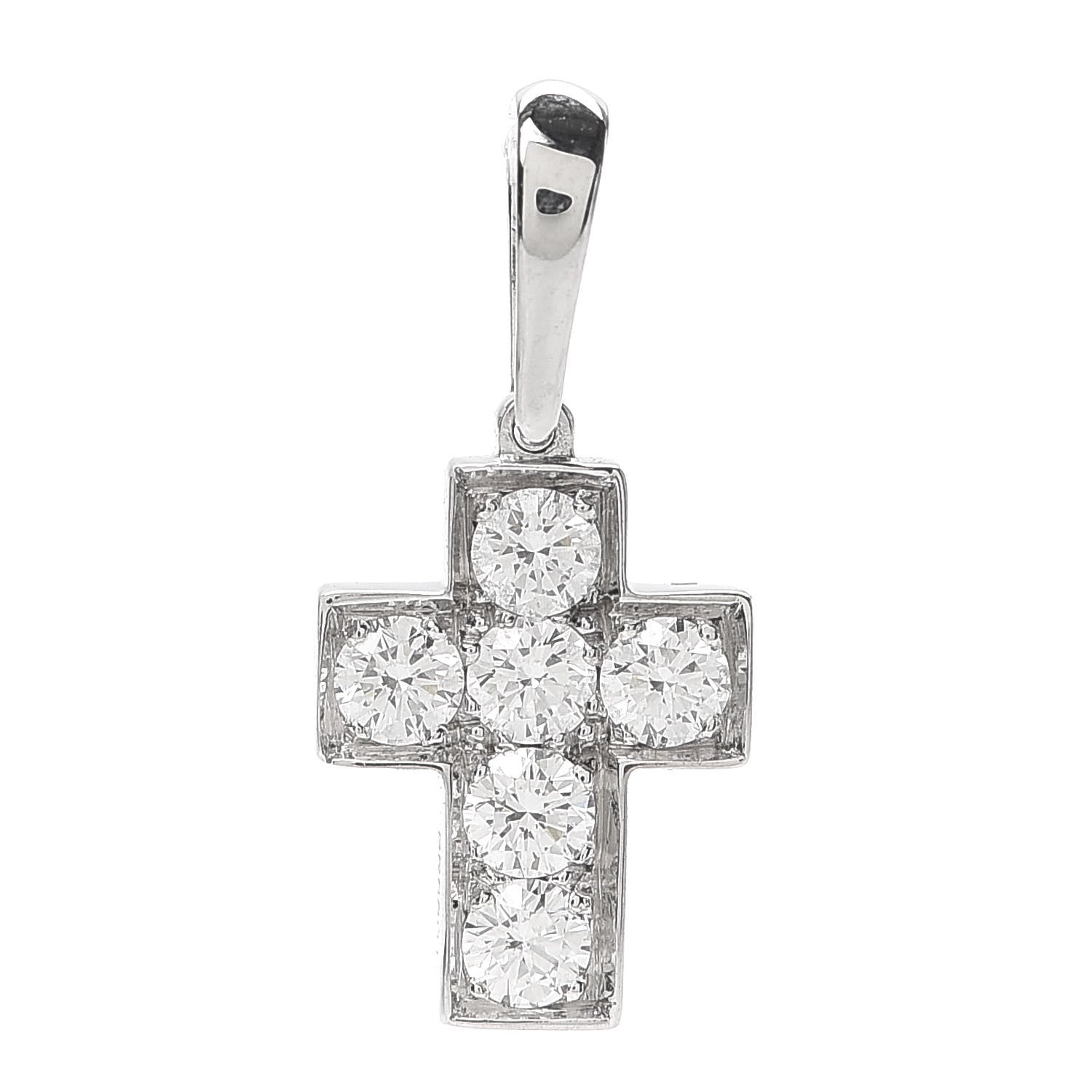 Cartier 18K White Gold Diamond .30ctw Cross Charm Pendant 1 of 6