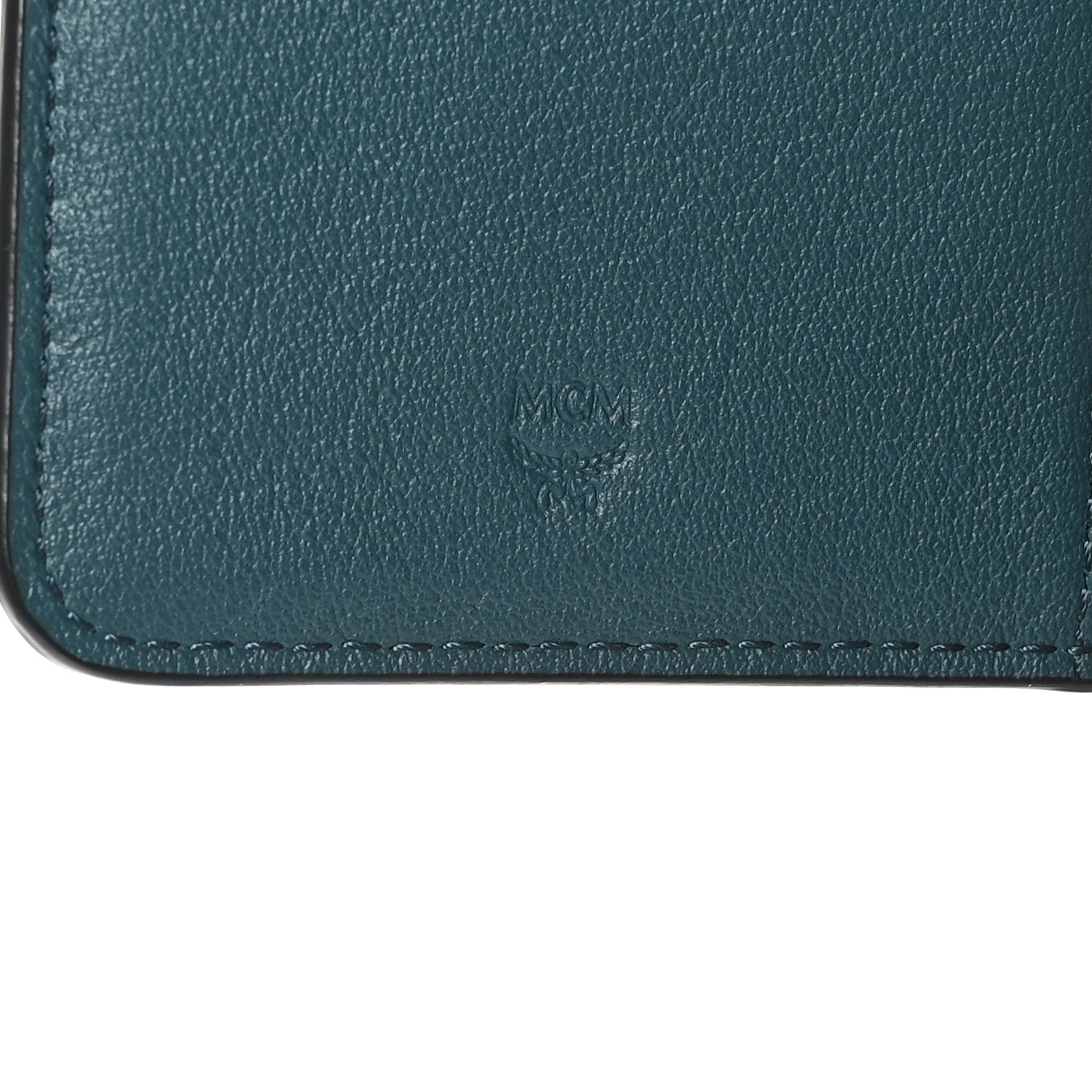 MCM Calfskin Ottomar Wallet On Chain Teal 7 of 11