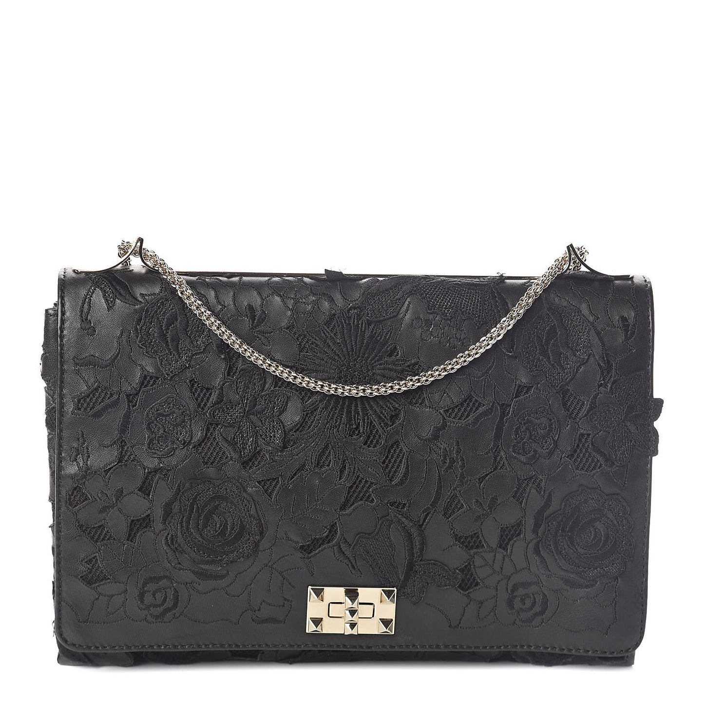 Lambskin Lace Large Girello Flap Black