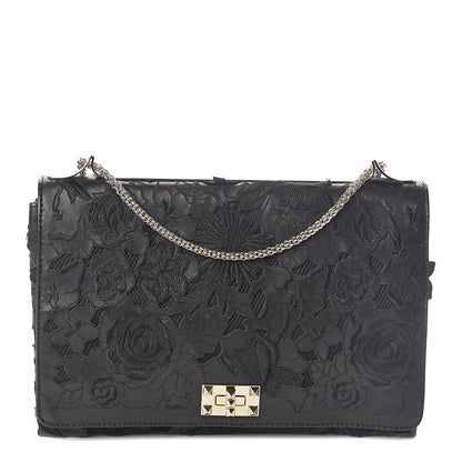 Valentino Garavani Lambskin Lace Large Girello Flap Black 2 of 9