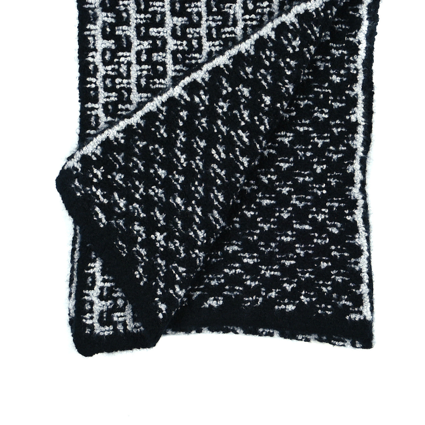 Chanel Cashmere Silk CC Scarf Black Grey 3 of 4