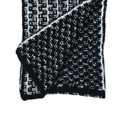 Chanel Cashmere Silk CC Scarf Black Grey 3 of 4