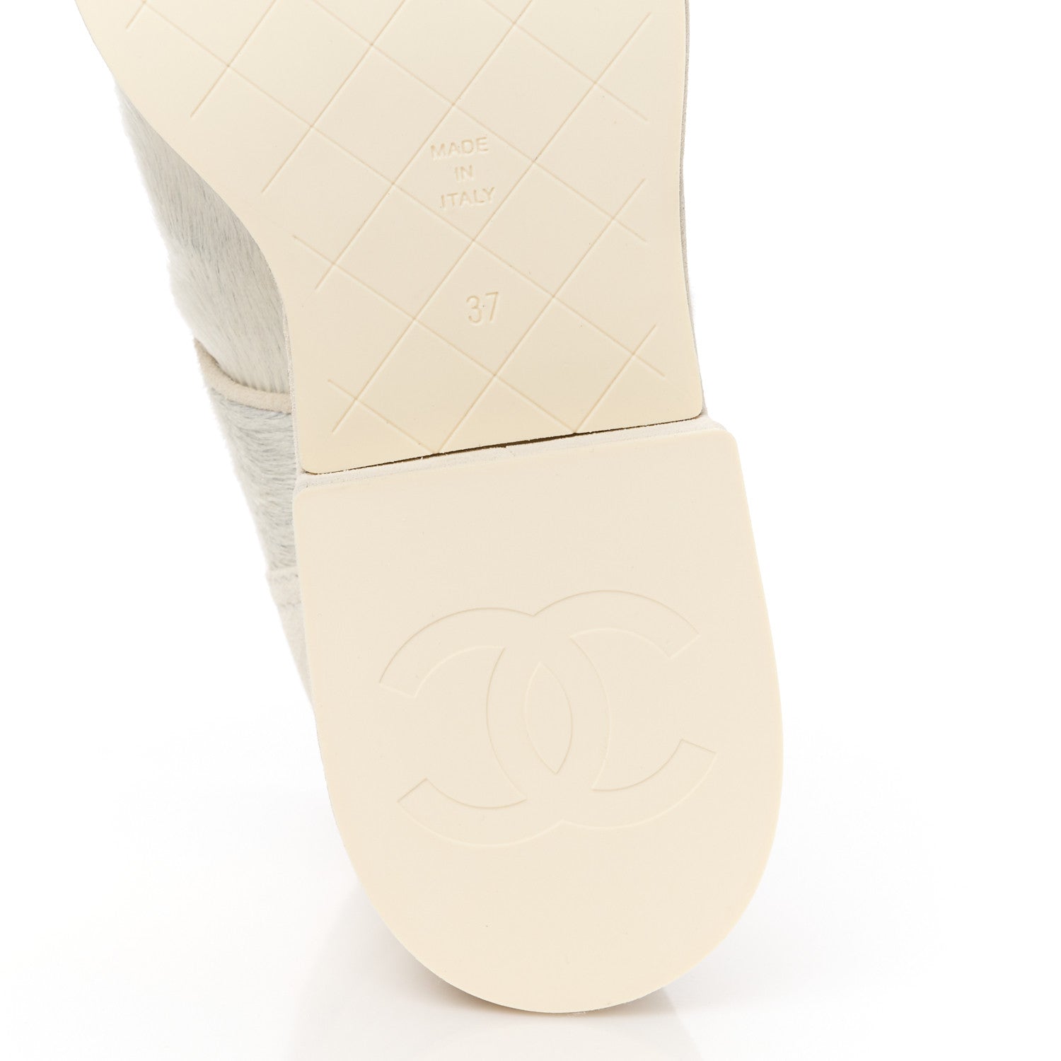 Chanel Suede Pony Hair Shearling Lace Up Combat Boots 37 White 6 of 10