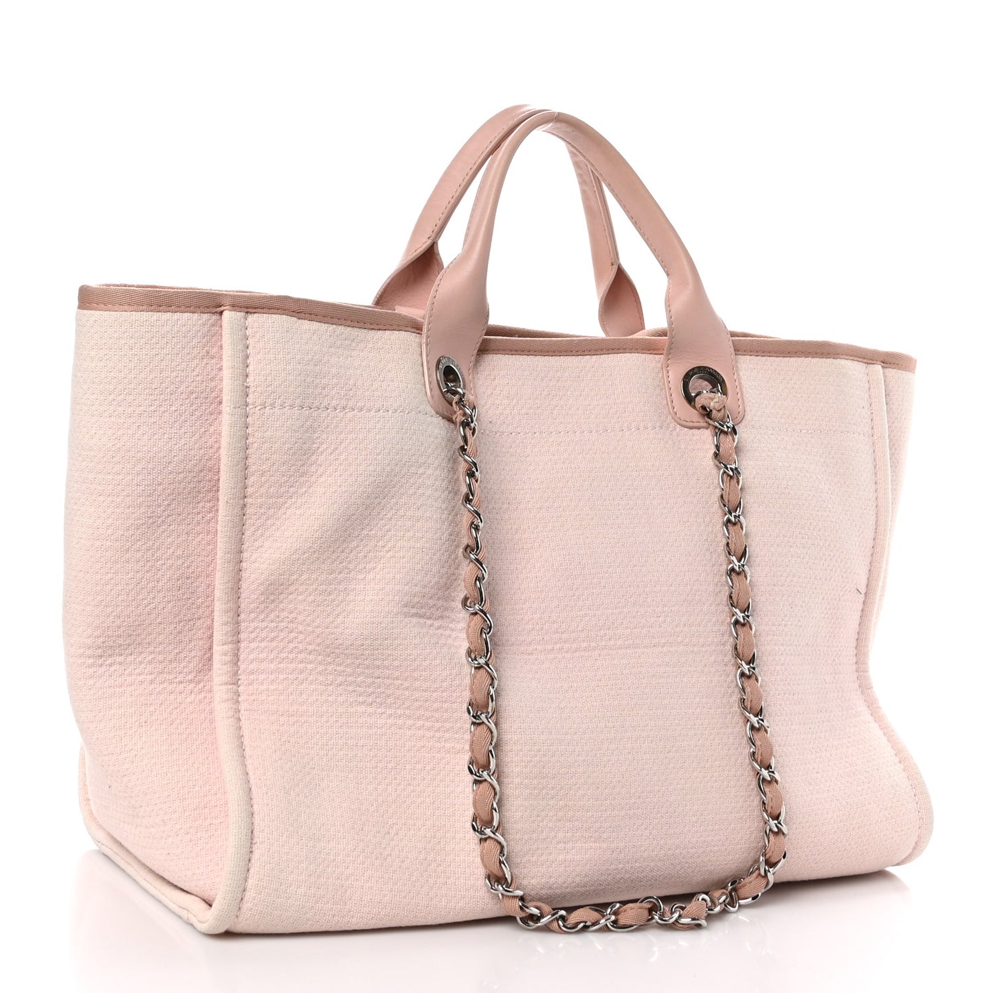 Mixed Fibers Calfskin Medium Deauville Tote Light Pink