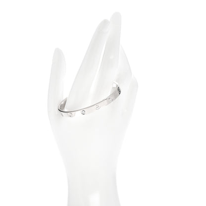 Cartier 18K White Gold 1 Diamond LOVE Cuff Bracelet 17 2 of 5