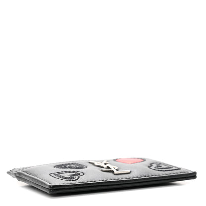 Saint Laurent Calfskin Heart Embossed Card Case Black 3 of 7