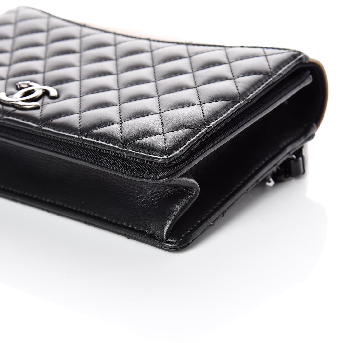 Calfskin Quilted Small Ballerine Flap Black Beige