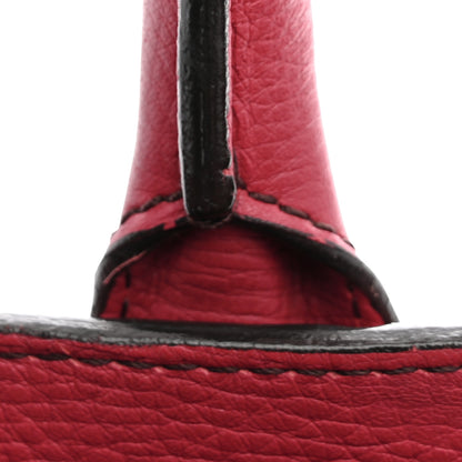 Burberry Grainy Calfskin House Check Small Banner Tote Red 10 of 12