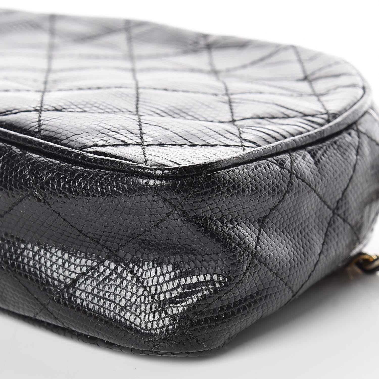 Chanel Lizard Quilted Small Tassel Camera Case Black 6 of 16