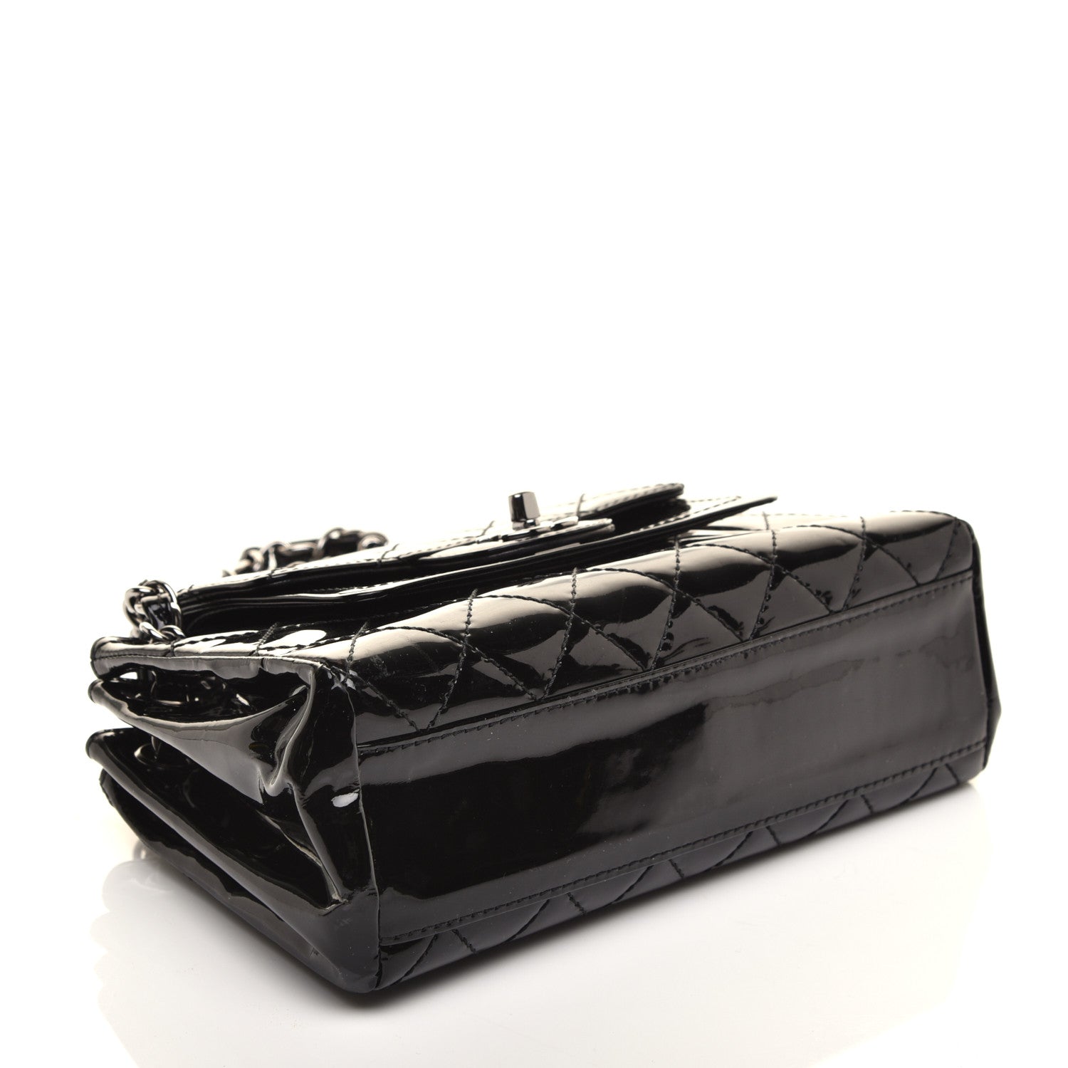Chanel Patent Quilted Accordion Double Flap Black 4 of 9